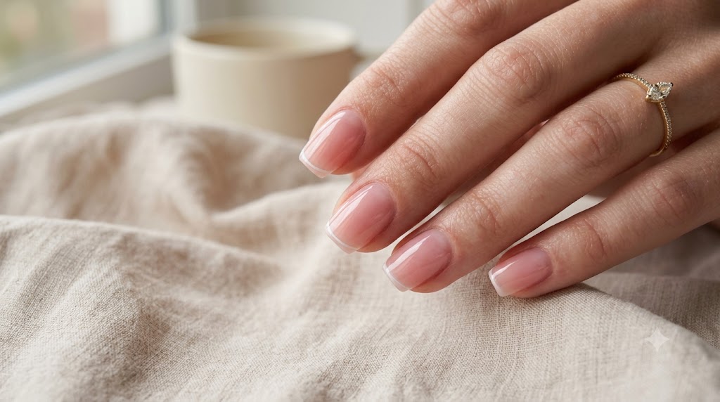 Clean French Tip Soap Nails with Sheer Base